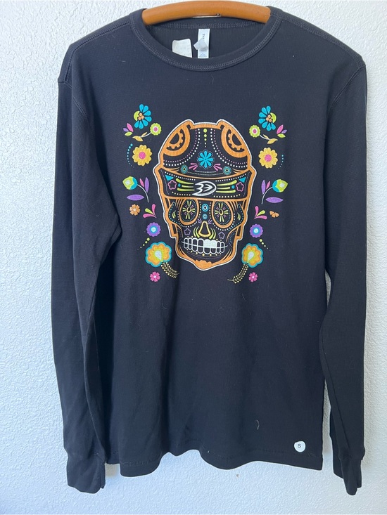 Bella Canvas Tops - Bella Canvas Black Tee with Colorful Sugar Skull glitter Accent - Small
